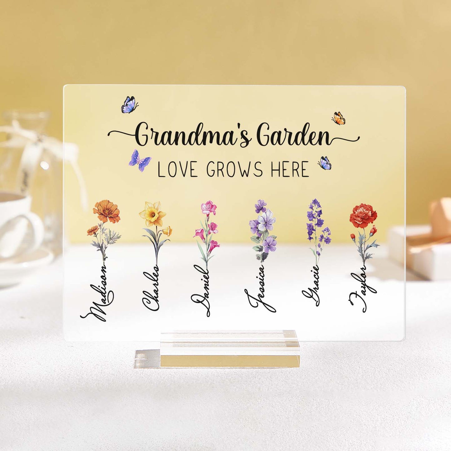 Personalized Grandma's Garden Plaque Custom Birth Flower Sign Mother's Day Gift for Grandma