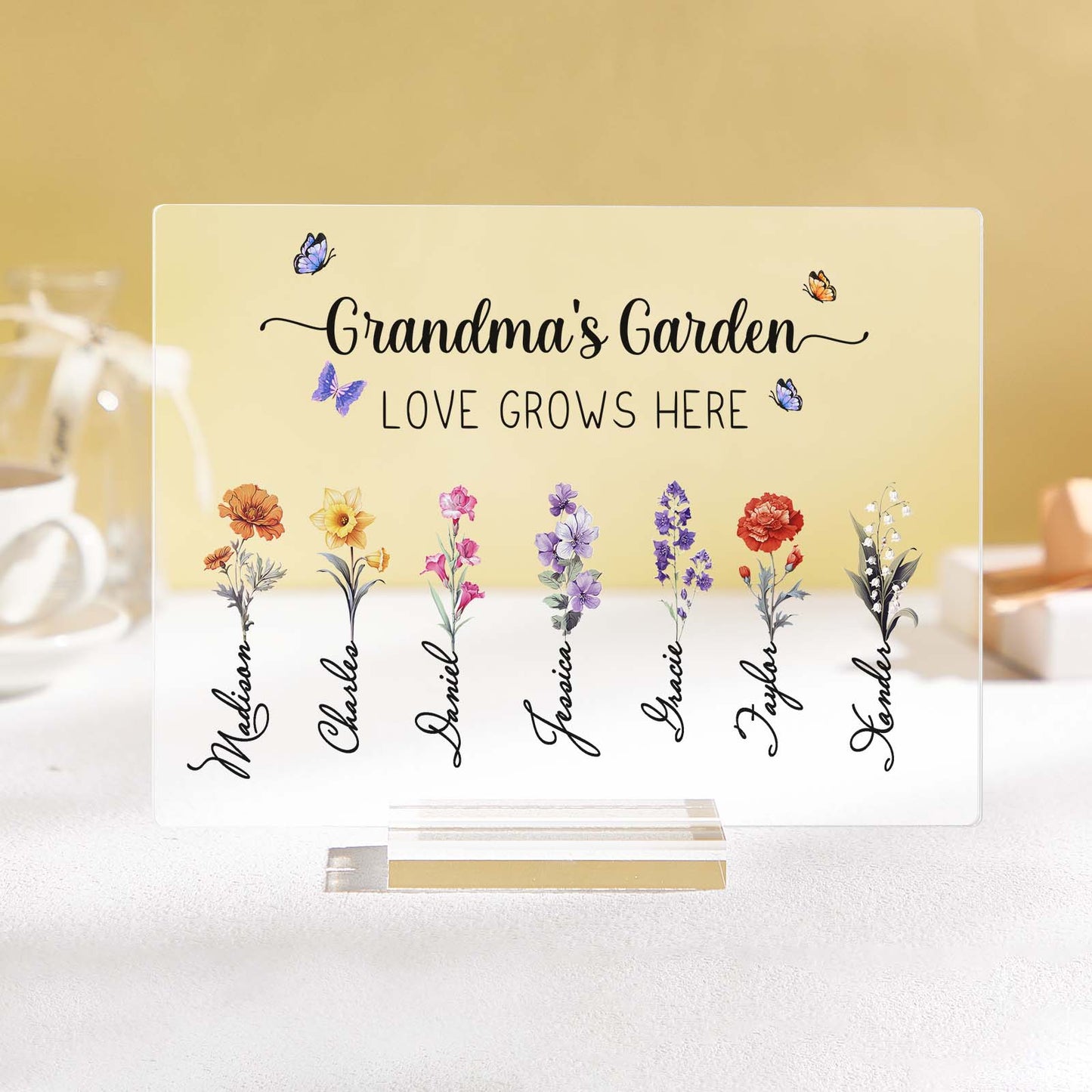 Personalized Grandma's Garden Plaque Custom Birth Flower Sign Mother's Day Gift for Grandma