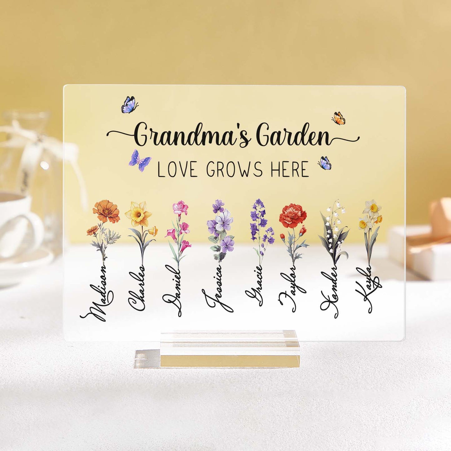 Personalized Grandma's Garden Plaque Custom Birth Flower Sign Mother's Day Gift for Grandma