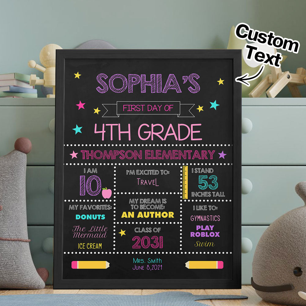 Personalized Back to School Sign First Day of School Sign Gift