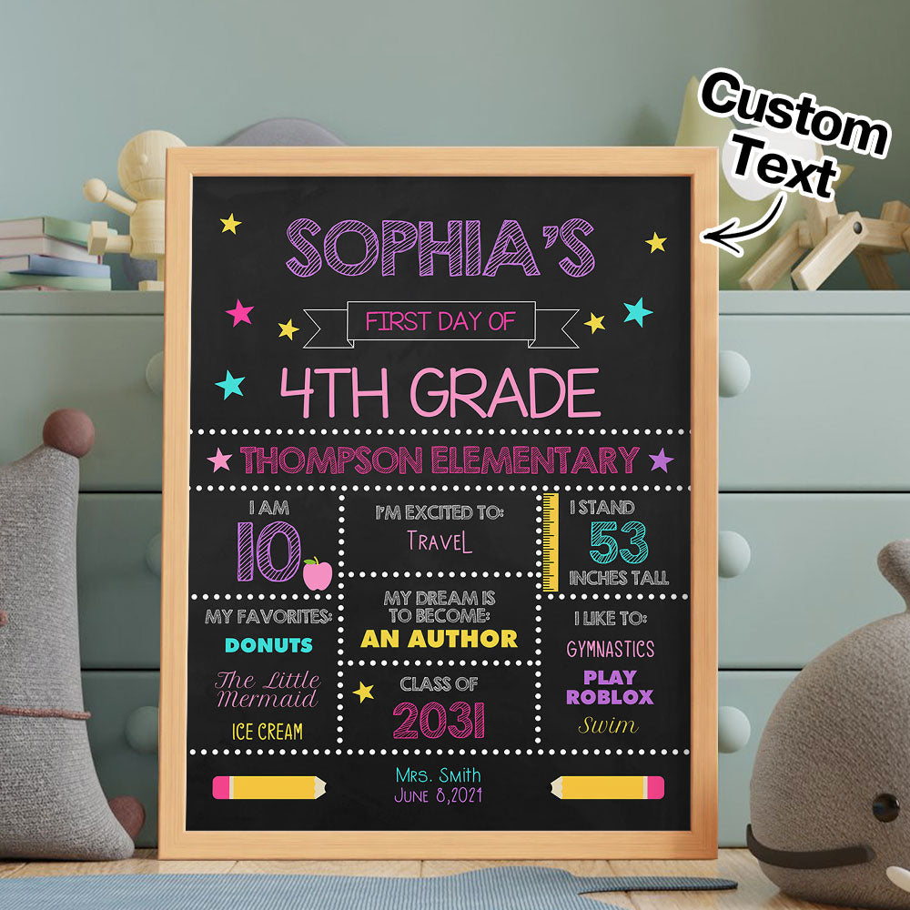 Personalized Back to School Sign First Day of School Sign Gift