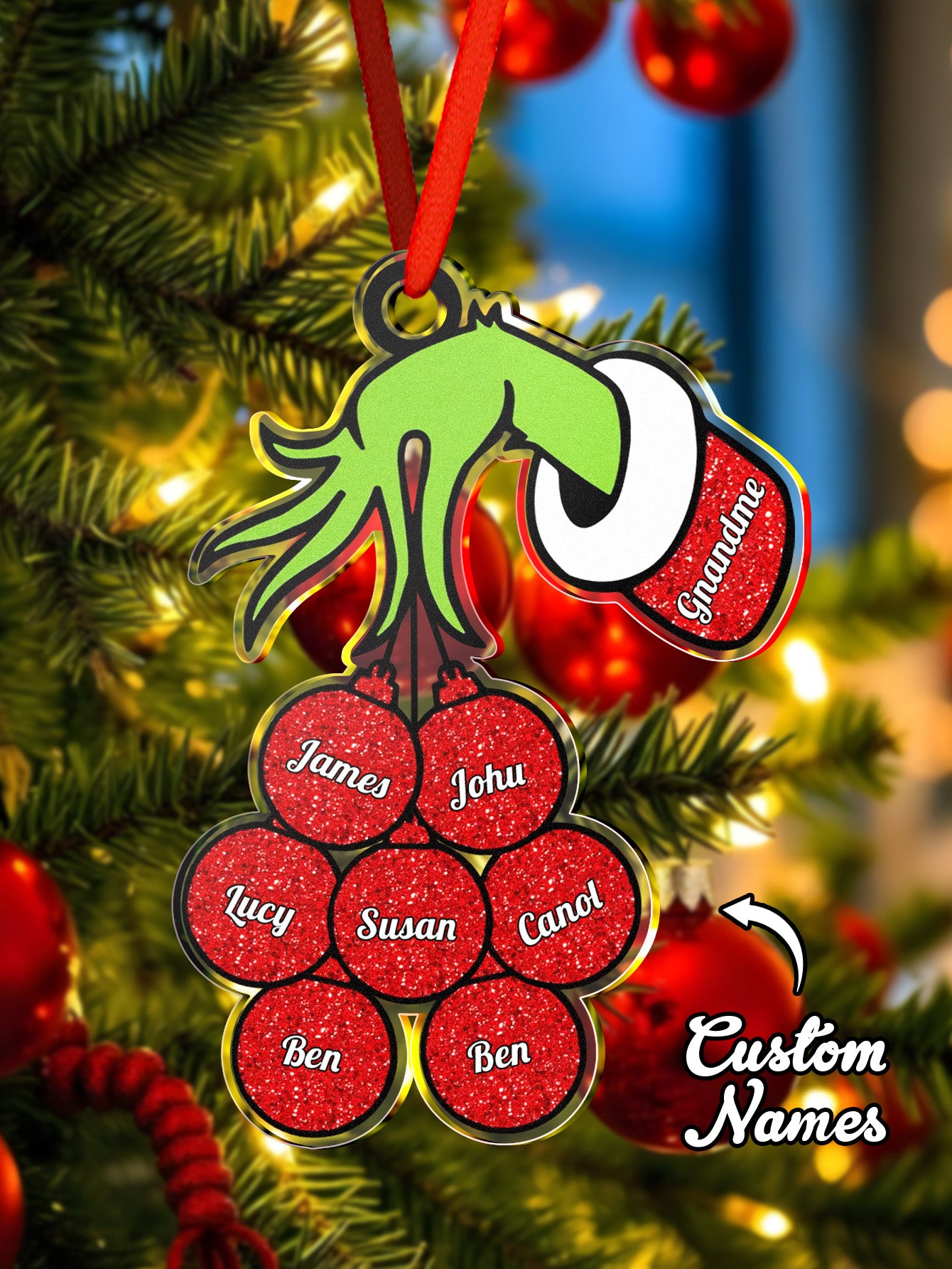 Personalized Christmas Acrylic Ornament with Family Name Christmas Tree Decoration Gift for Family