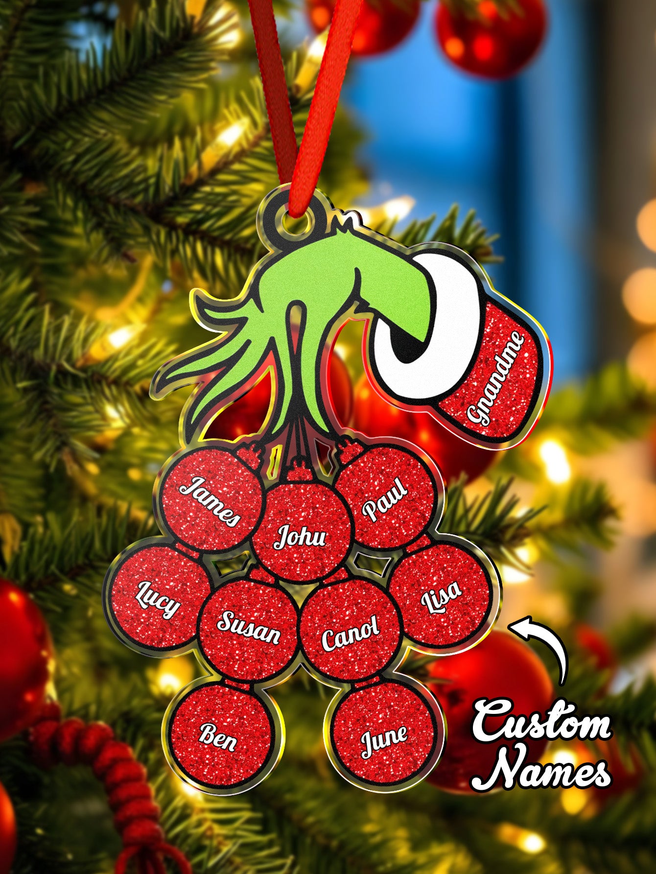 Personalized Christmas Acrylic Ornament with Family Name Christmas Tree Decoration Gift for Family