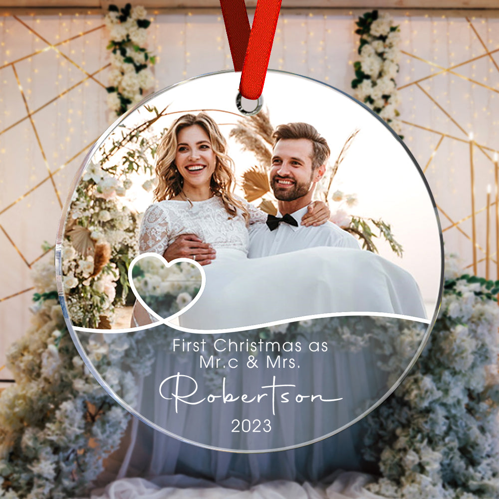 Personalized First Christmas Ornament with Photo Christmas Ornament Gift for Couples