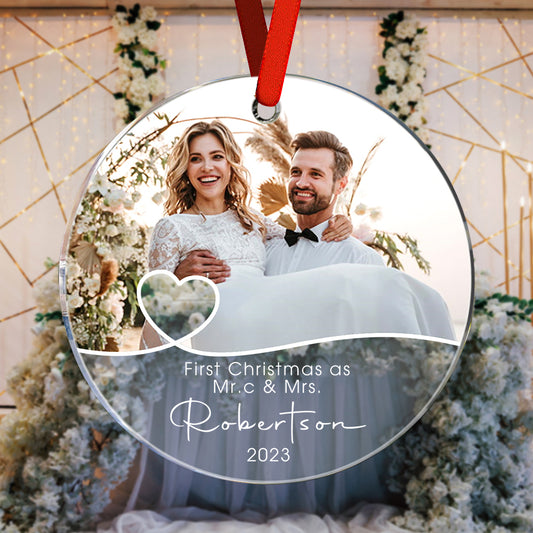 Personalized First Christmas Ornament with Photo Christmas Ornament Gift for Couples