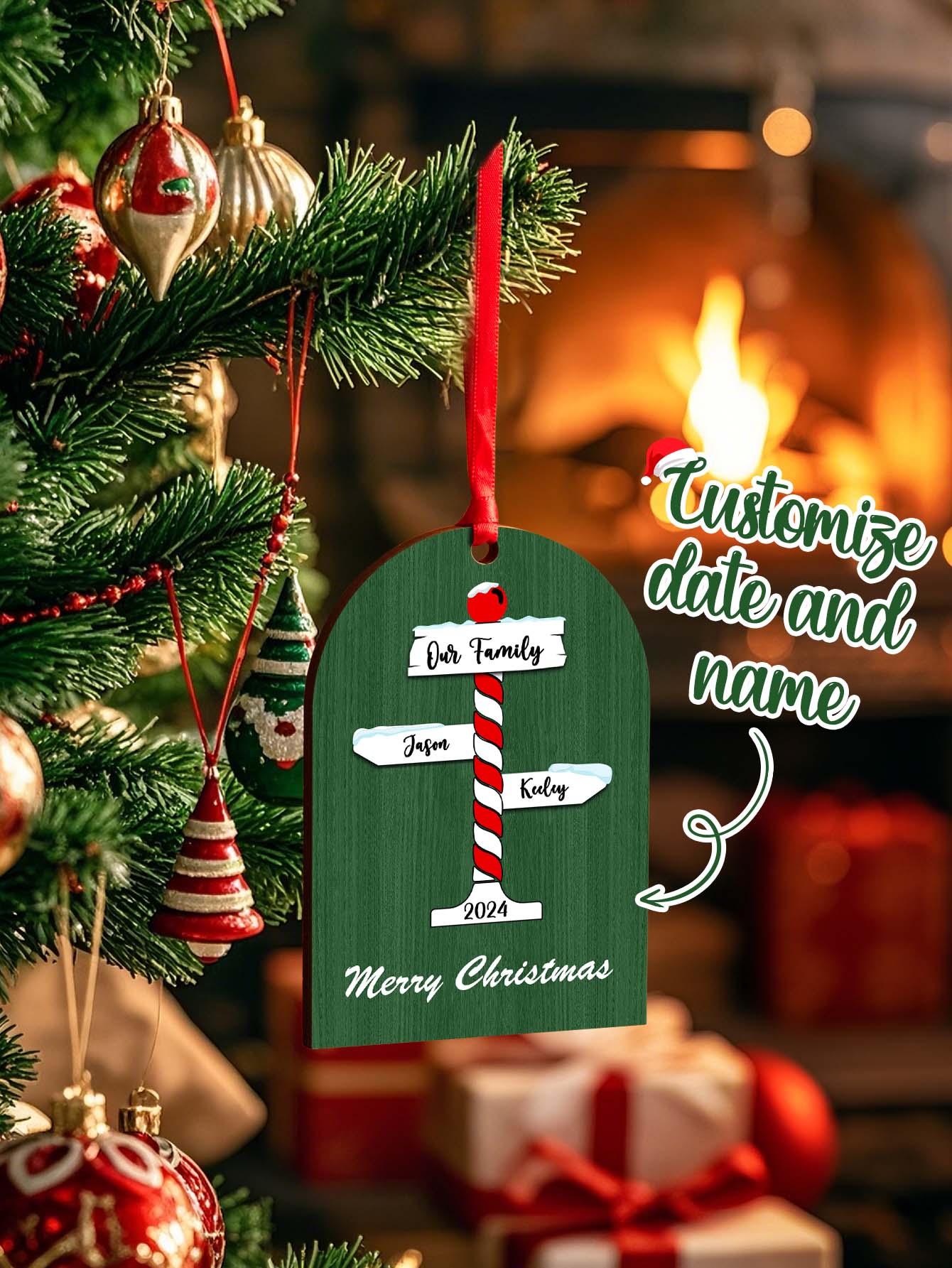 Personalized Family Christmas Ornaments with Family Name Ornament for Christmas Gift