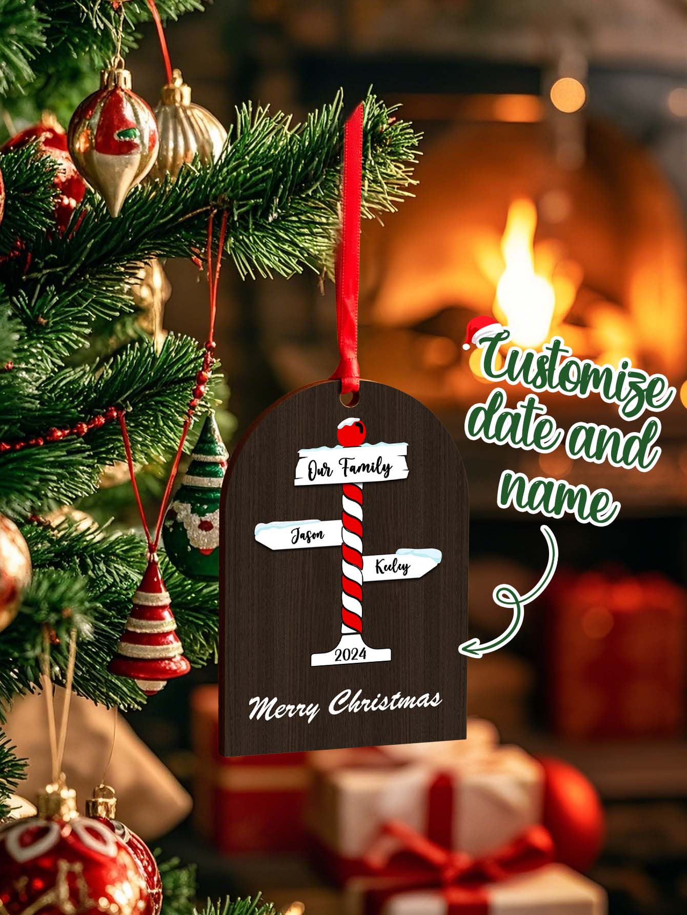 Personalized Family Christmas Ornaments with Family Name Ornament for Christmas Gift