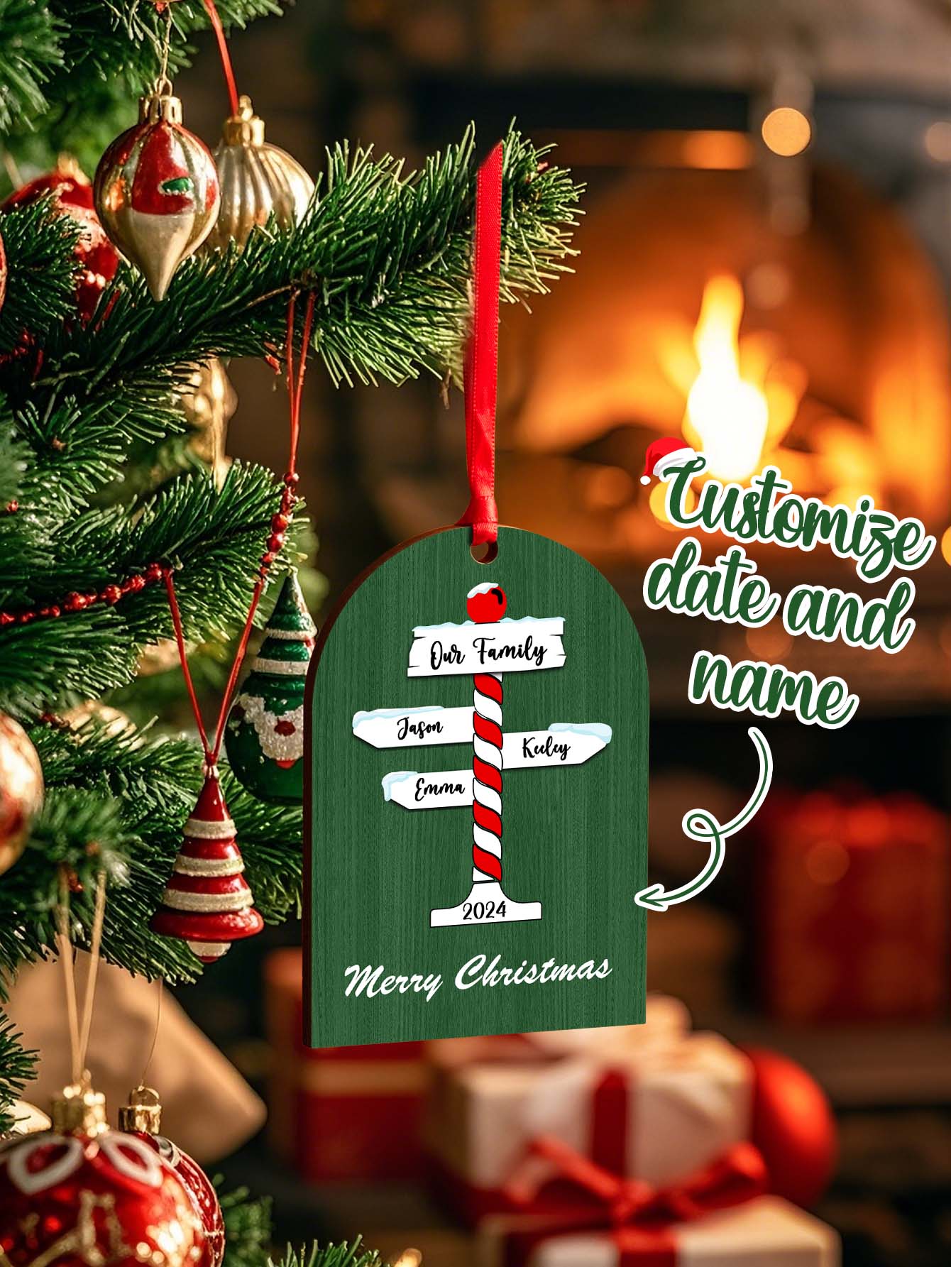 Personalized Family Christmas Ornaments with Family Name Ornament for Christmas Gift