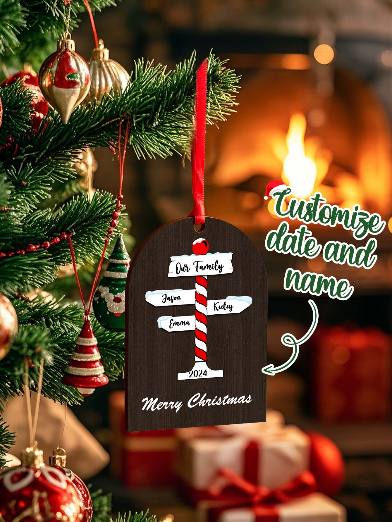 Personalized Family Christmas Ornaments with Family Name Ornament for Christmas Gift