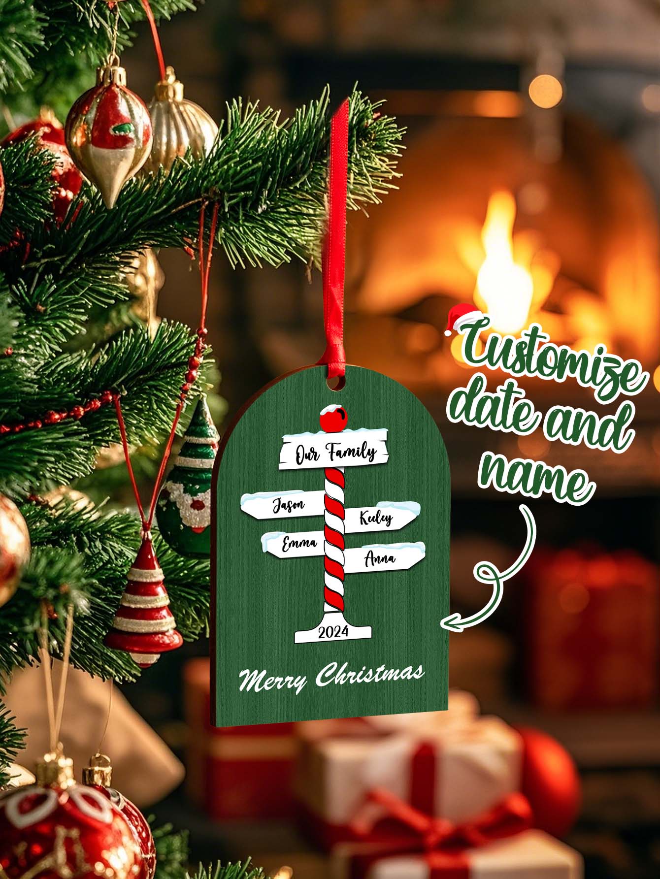 Personalized Family Christmas Ornaments with Family Name Ornament for Christmas Gift