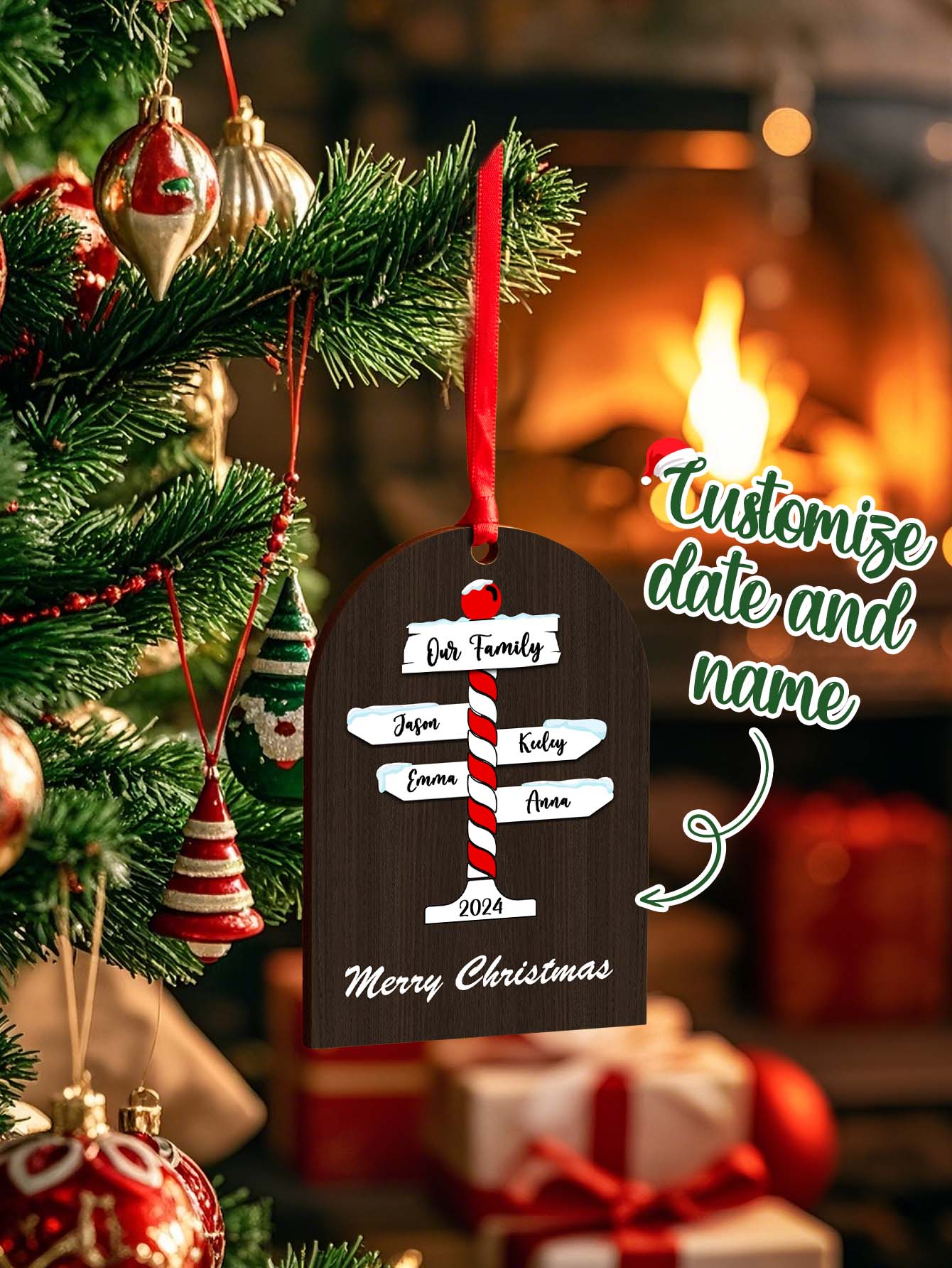 Personalized Family Christmas Ornaments with Family Name Ornament for Christmas Gift