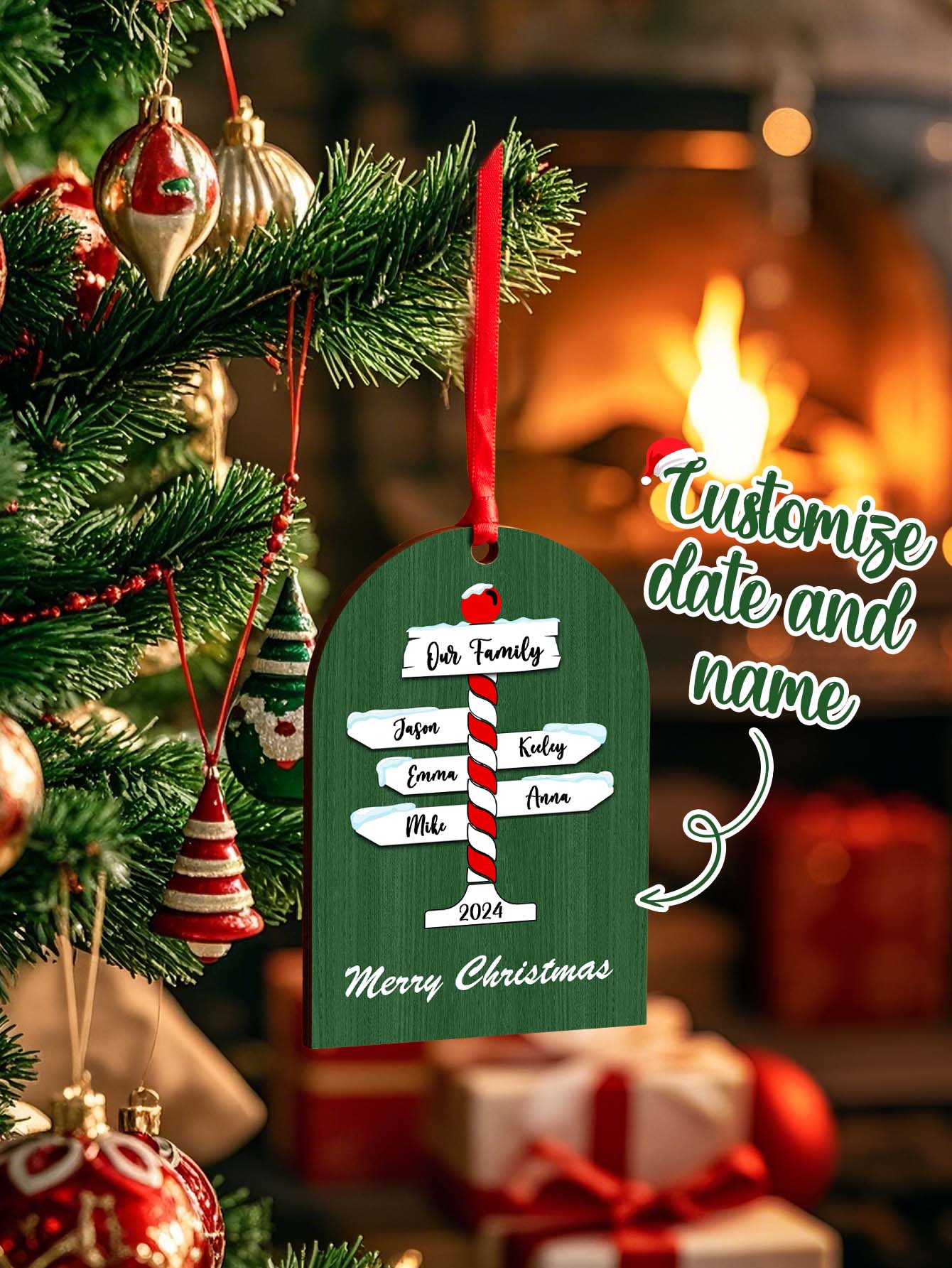 Personalized Family Christmas Ornaments with Family Name Ornament for Christmas Gift