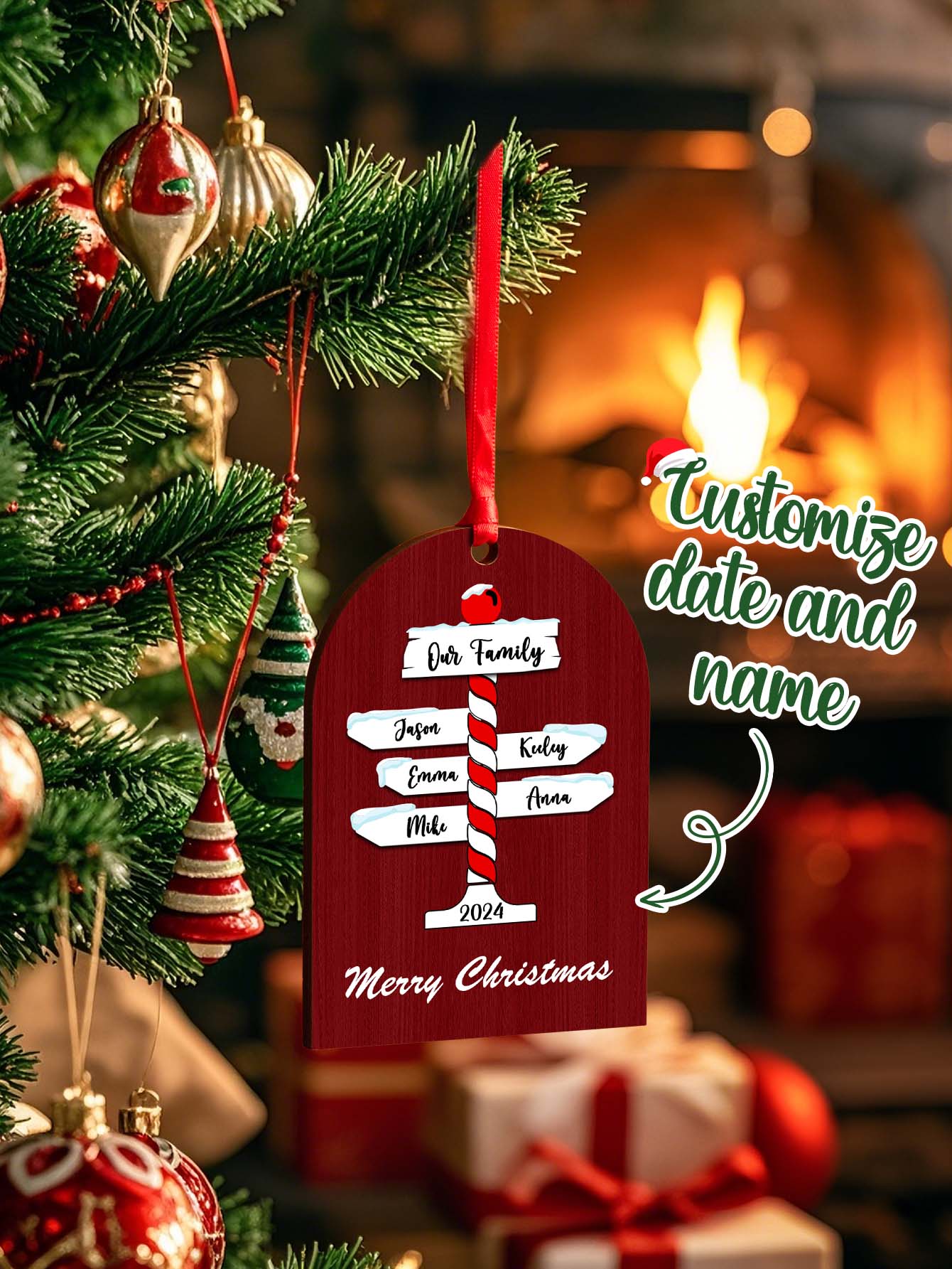 Personalized Family Christmas Ornaments with Family Name Ornament for Christmas Gift