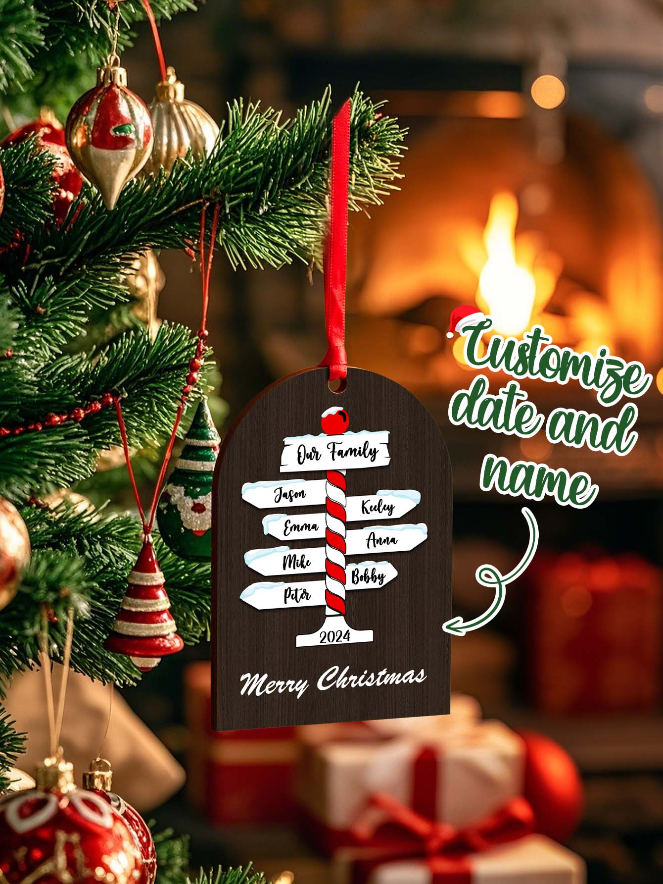 Personalized Family Christmas Ornaments with Family Name Ornament for Christmas Gift