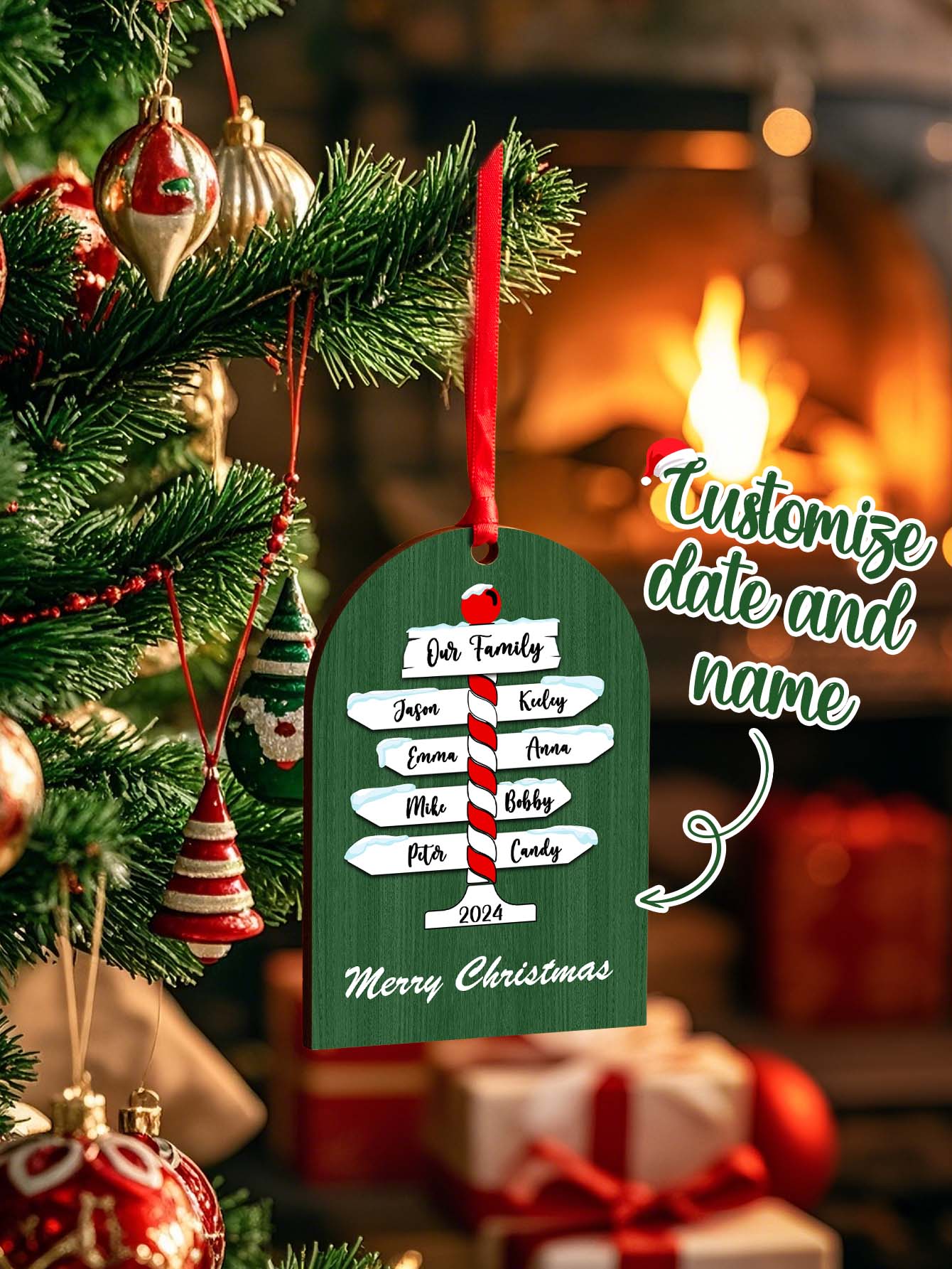 Personalized Family Christmas Ornaments with Family Name Ornament for Christmas Gift