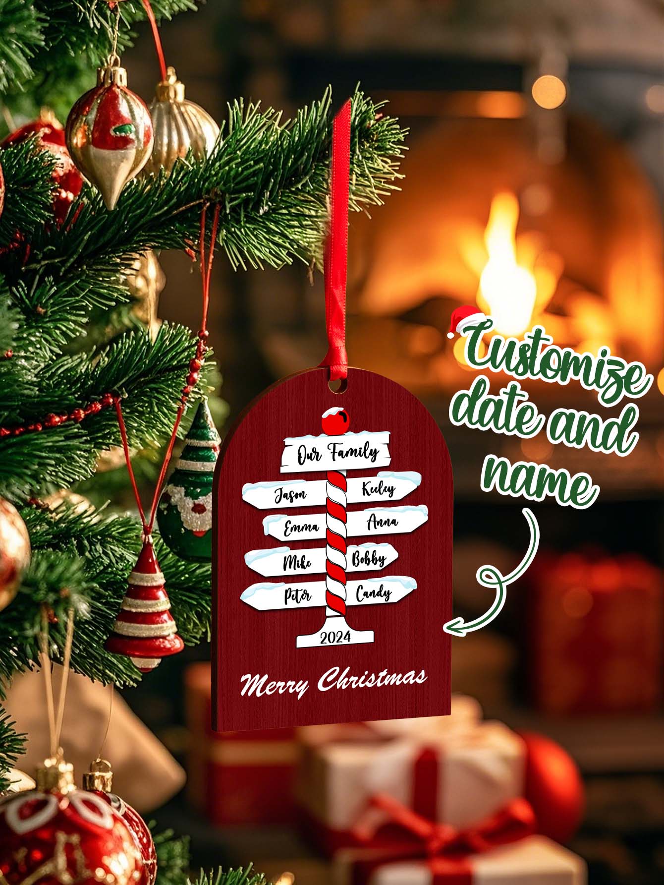 Personalized Family Christmas Ornaments with Family Name Ornament for Christmas Gift