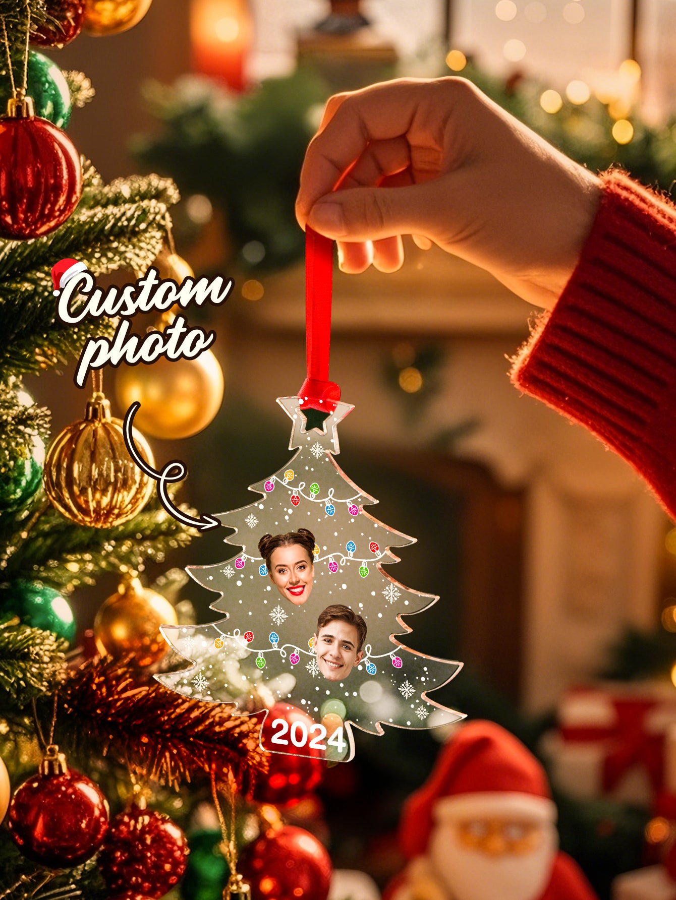 Personalized Photo Christmas Tree Family Ornament Funny Christmas Ornament Gift for Family