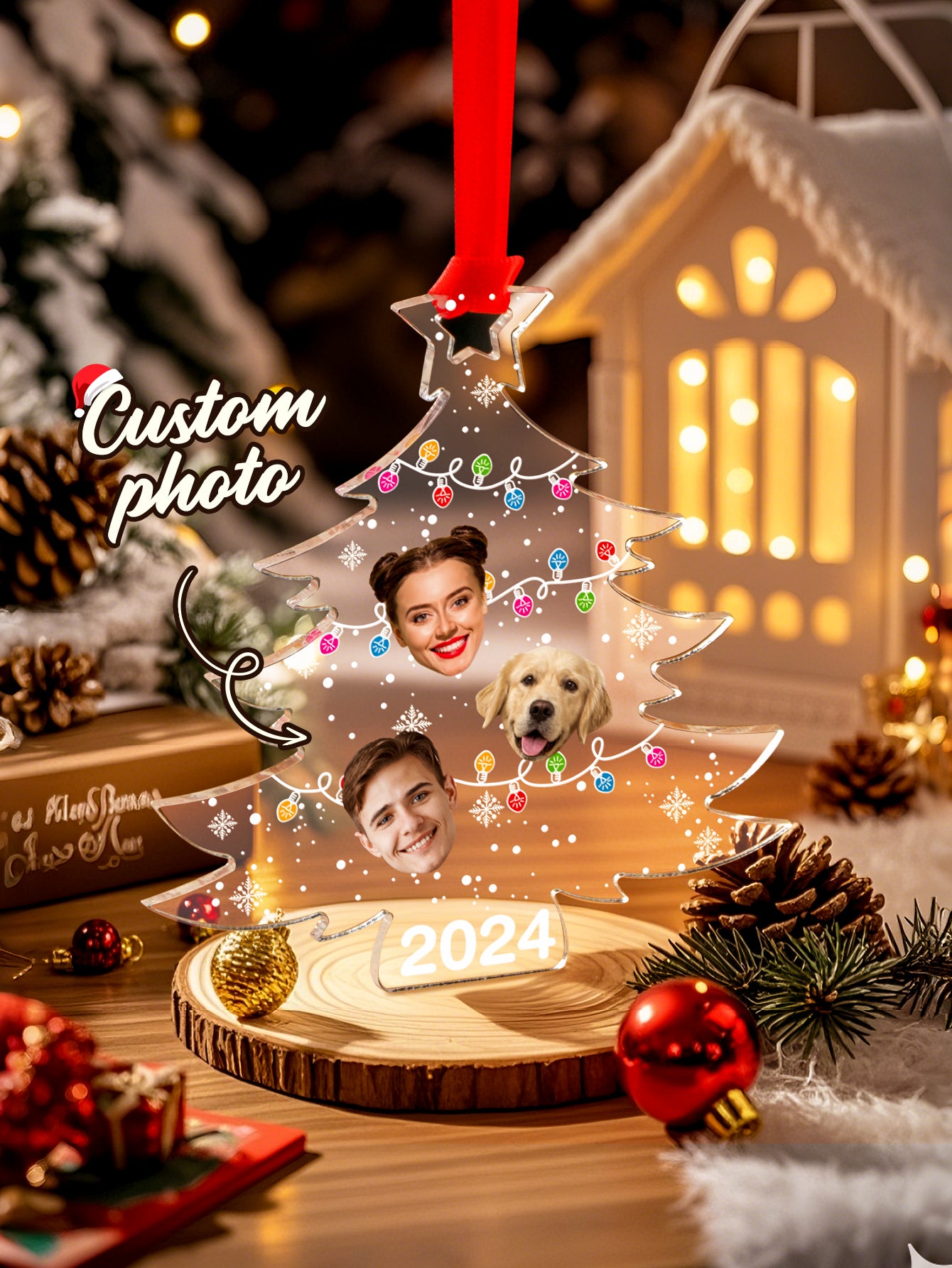 Personalized Photo Christmas Tree Family Ornament Funny Christmas Ornament Gift for Family