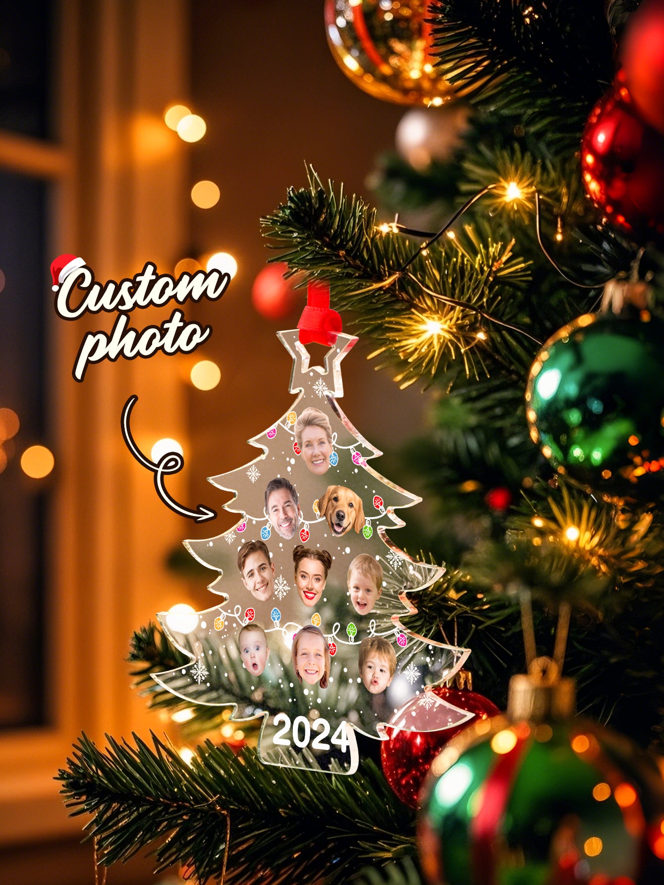 Personalized Photo Christmas Tree Family Ornament Funny Christmas Ornament Gift for Family