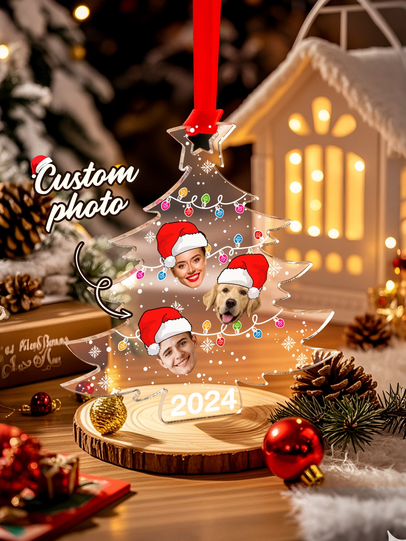 Personalized Family Photo Christmas Tree Ornament Christmas Decorate Gift for Family