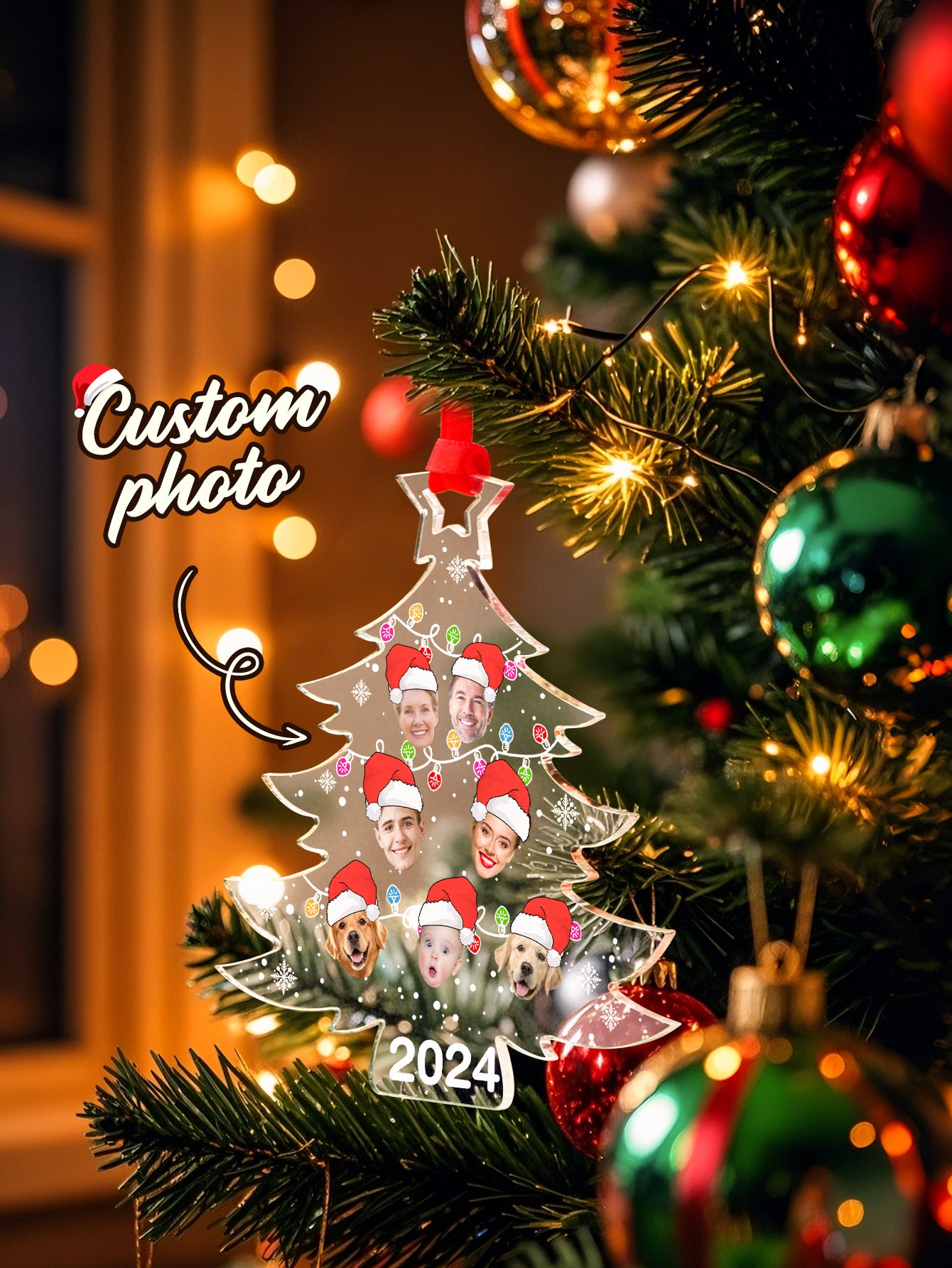 Personalized Family Photo Christmas Tree Ornament Christmas Decorate Gift for Family