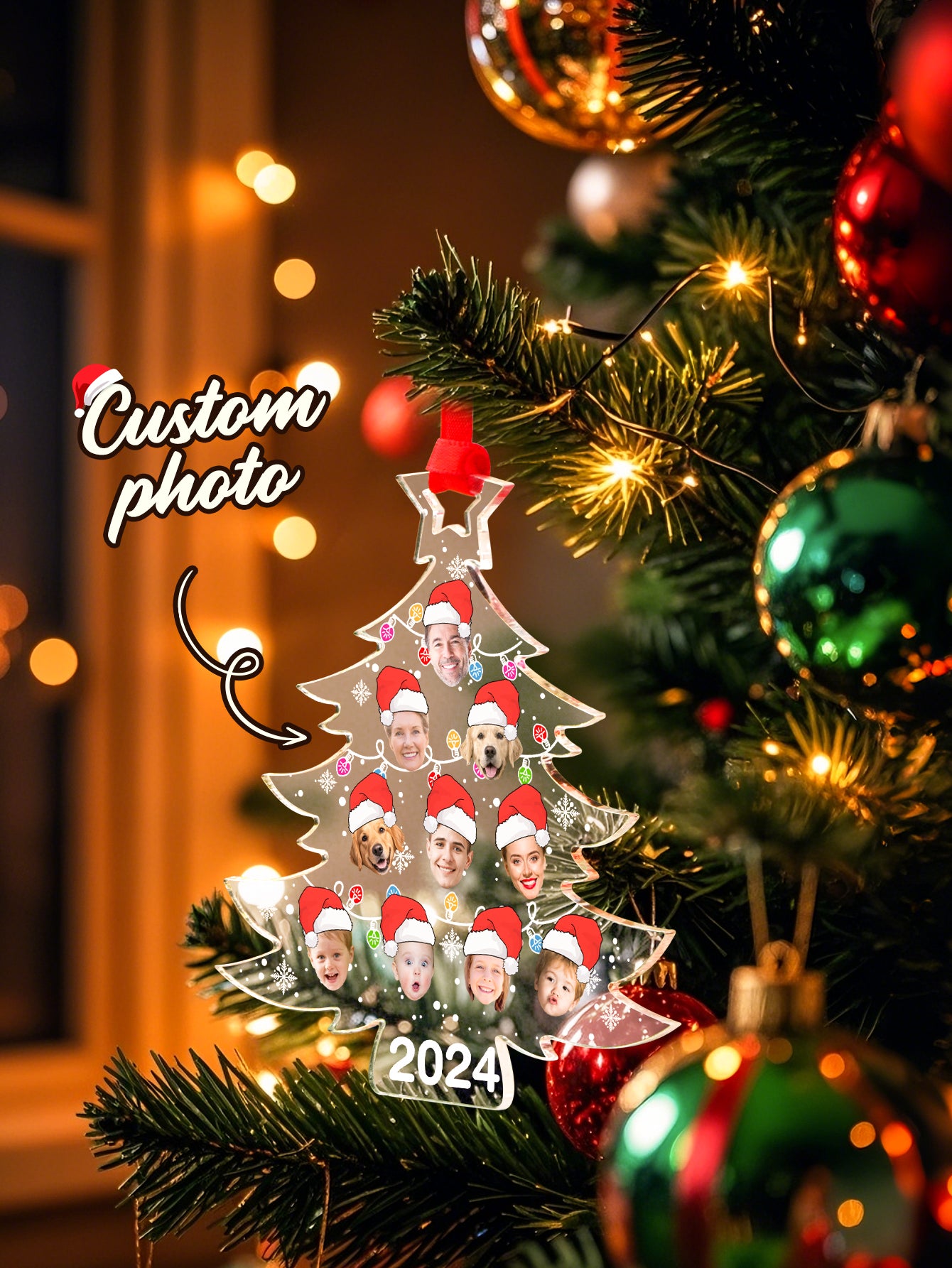 Personalized Family Photo Christmas Tree Ornament Christmas Decorate Gift for Family