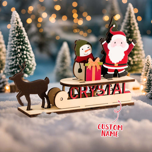 Personalized Christmas Sleigh Wooden Ornaments with Name Christmas Decoration Gift