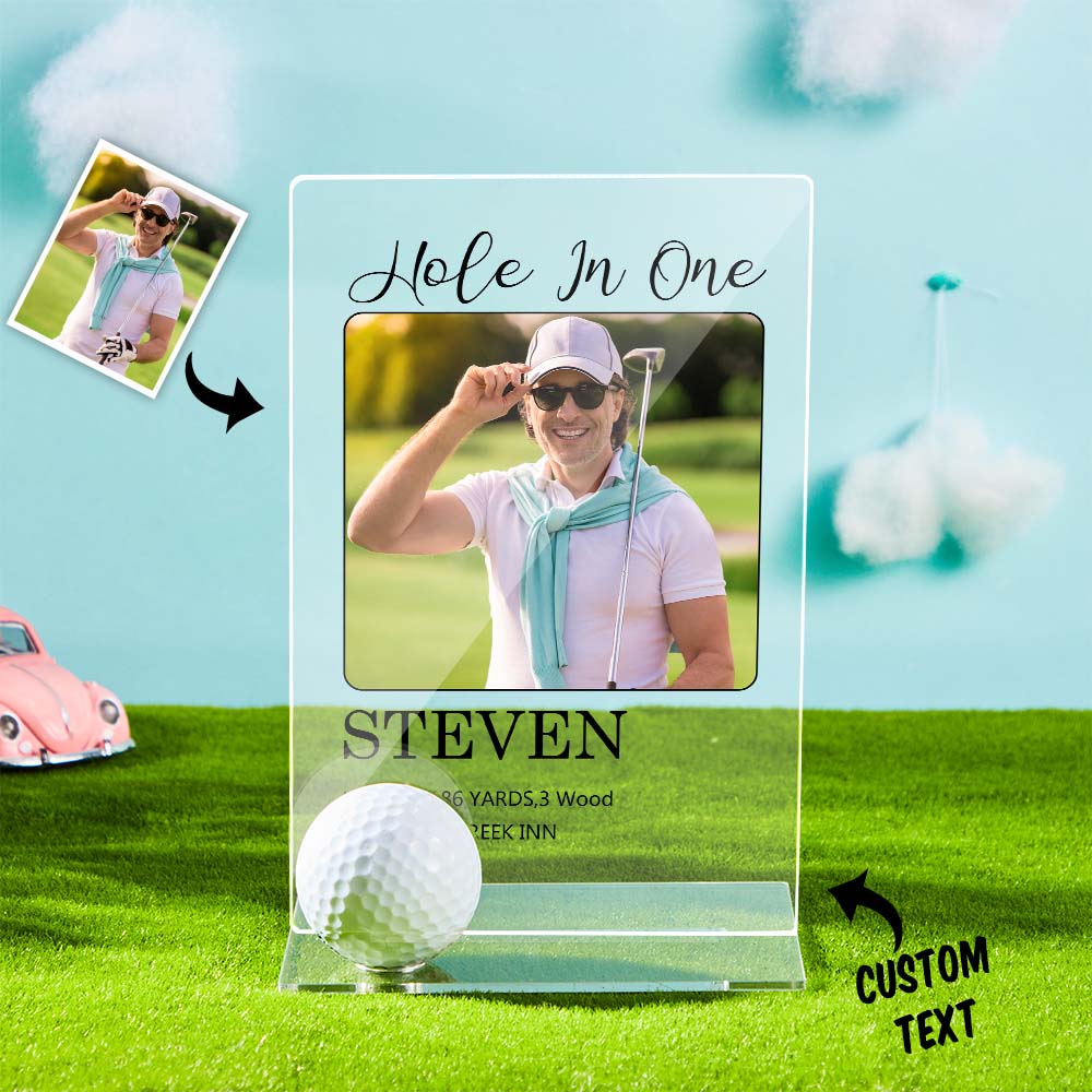 Personalized Photo Acrylic Golf Plaque Custom Golf Ball Display Hole in One Plaque Gifts for Golf Lover