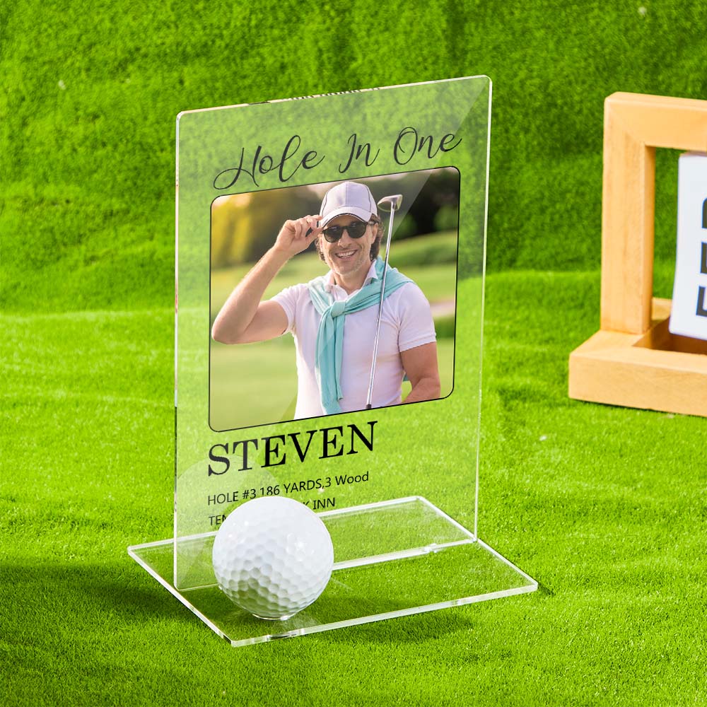 Personalized Photo Acrylic Golf Plaque Custom Golf Ball Display Hole in One Plaque Gifts for Golf Lover