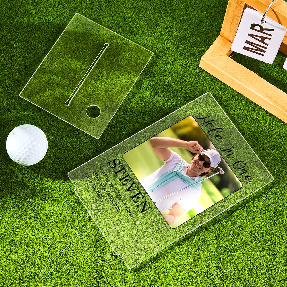 Personalized Photo Acrylic Golf Plaque Custom Golf Ball Display Hole in One Plaque Gifts for Golf Lover