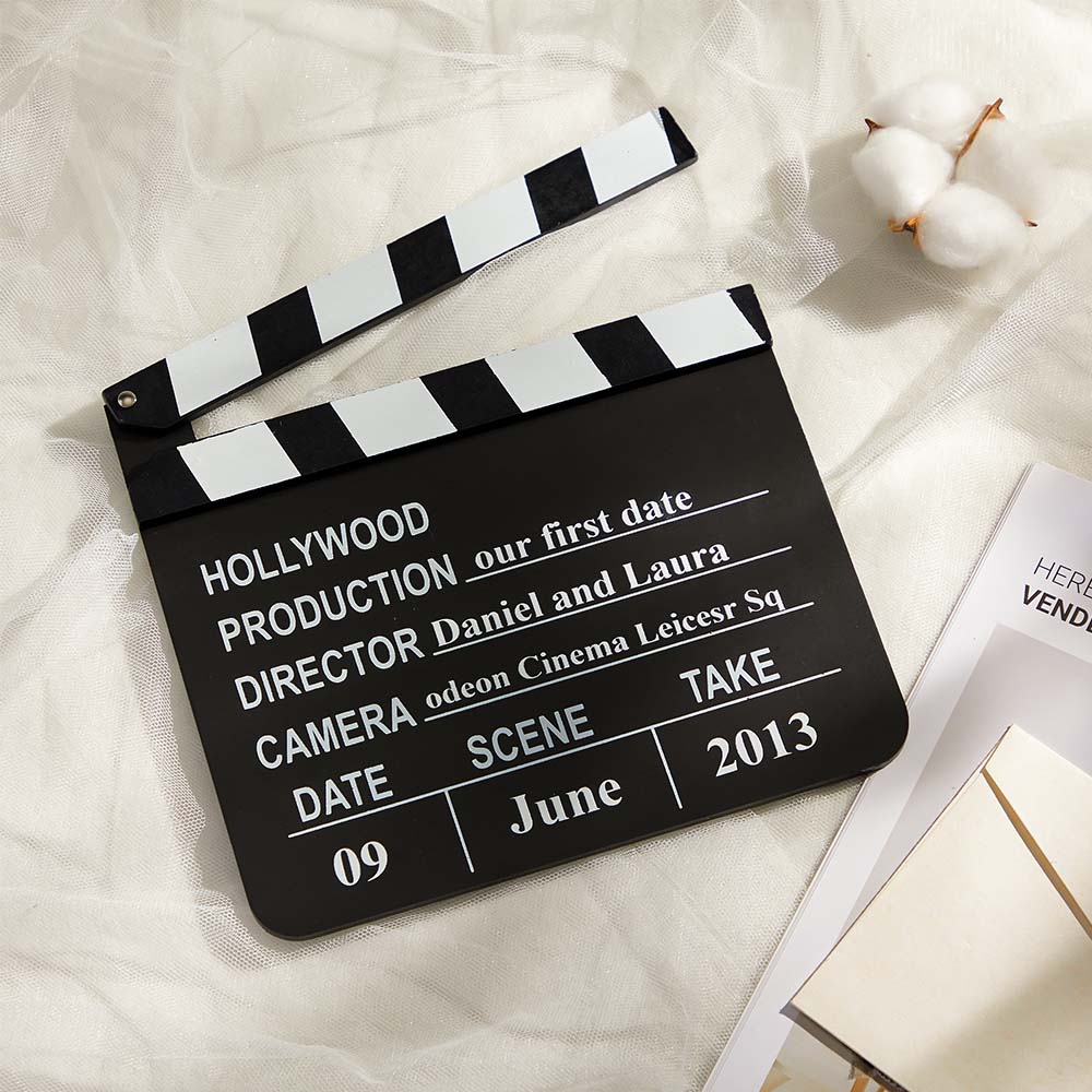 Personalized Film Plaque Custom Engraved Openable Film Clapper Plaque Gift for Lover