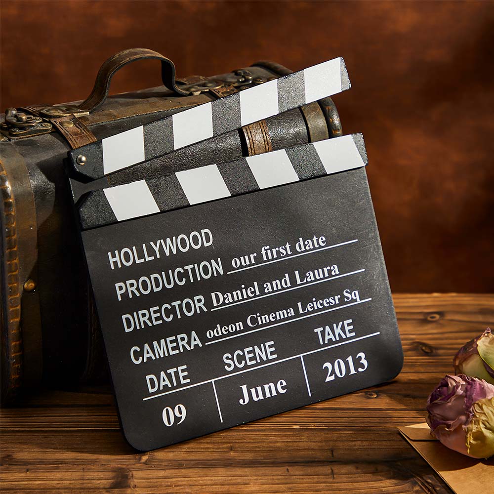 Personalized Film Plaque Custom Engraved Openable Film Clapper Plaque Gift for Lover