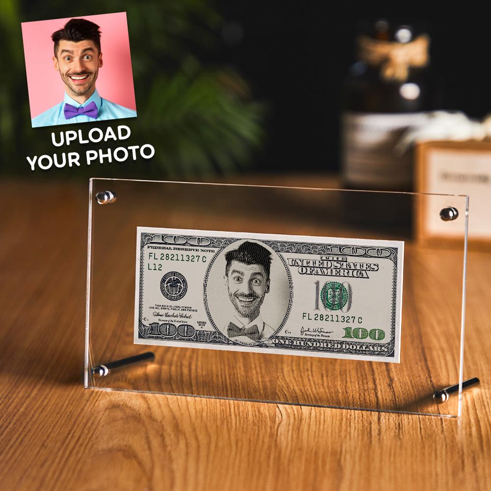 Custom Portrait Money 100 Dollar Bill | Personalized Desk Decor Face Money Double Sided Perfect Gift For Couples On Valentines Day