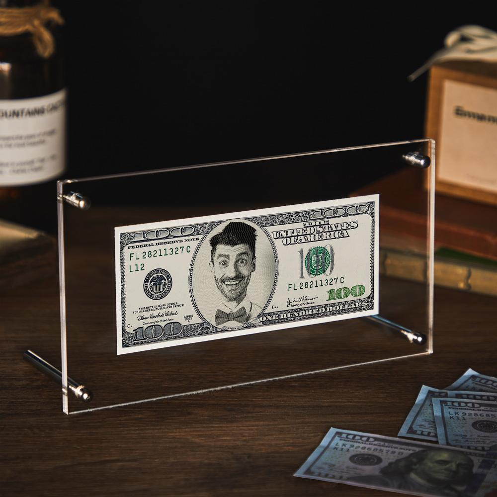 Custom Portrait Money 100 Dollar Bill | Personalized Desk Decor Face Money Double Sided Perfect Gift For Couples On Valentines Day