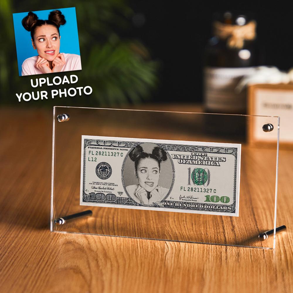 Custom Portrait Money 100 Dollar Bill | Personalized Desk Decor Face Money Double Sided Perfect Gift For Couples On Valentines Day