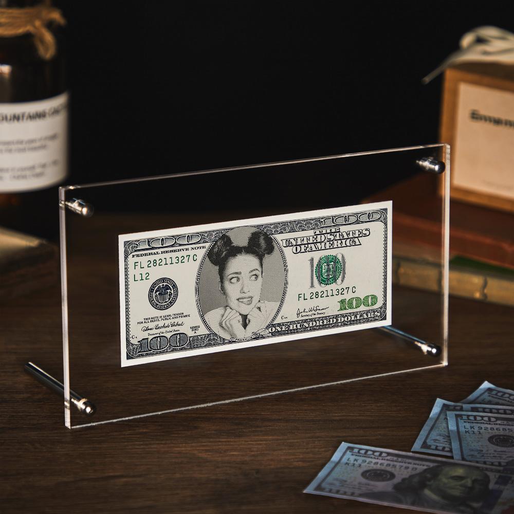 Custom Portrait Money 100 Dollar Bill | Personalized Desk Decor Face Money Double Sided Perfect Gift For Couples On Valentines Day