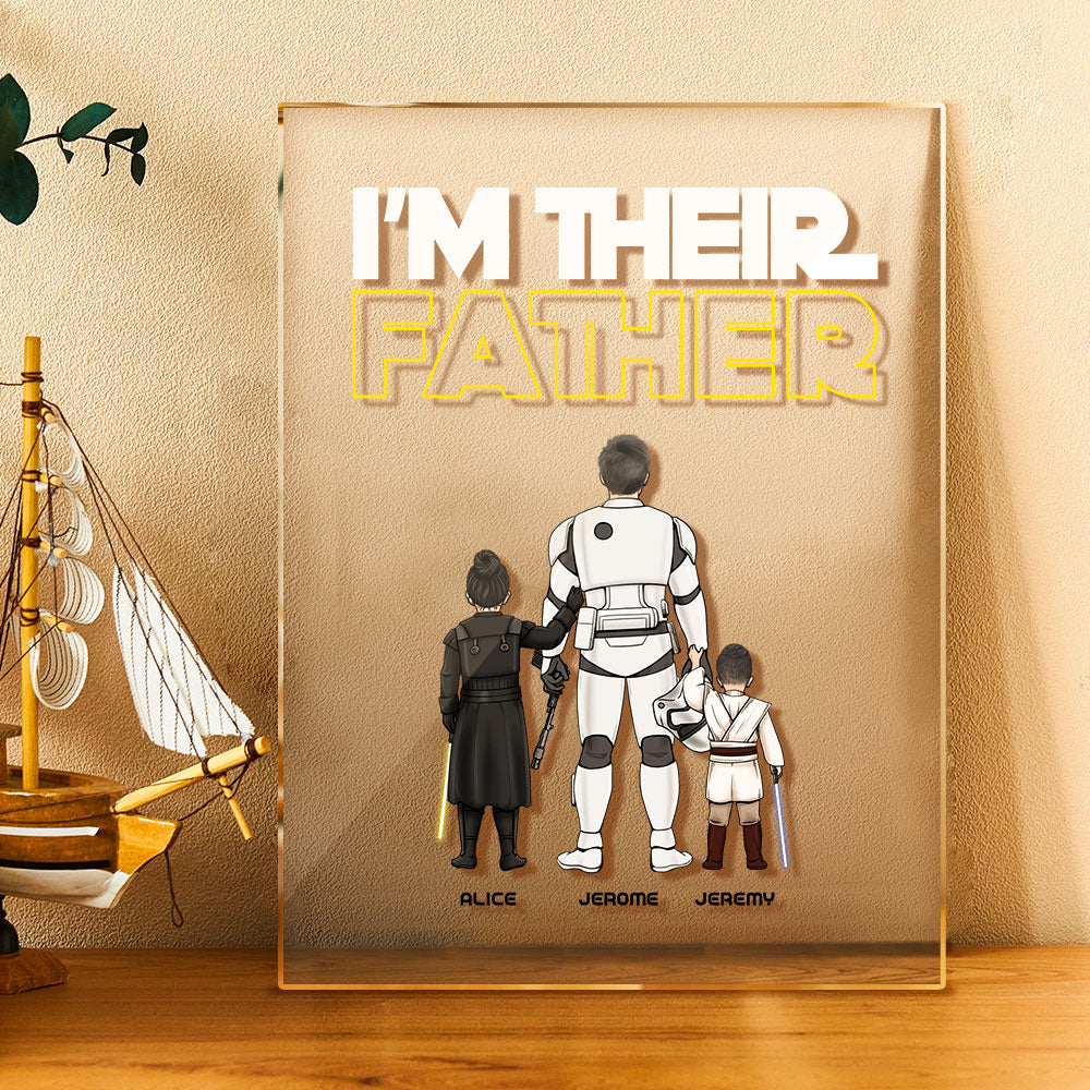 Custom I Am Their Father Night Light Personalized Acrylic Plaque Home Decoration Lamp Father's Day Gift