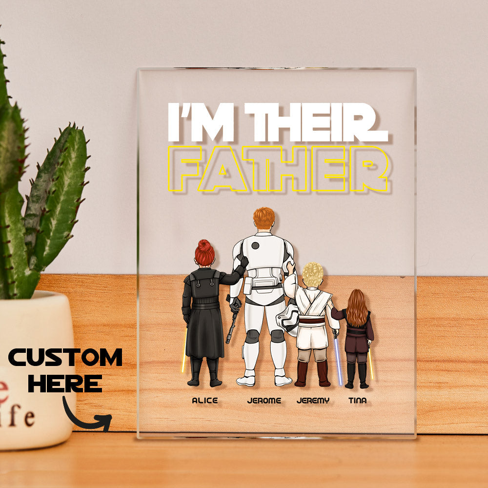 Custom I Am Their Father Night Light Personalized Acrylic Plaque Home Decoration Lamp Father's Day Gift