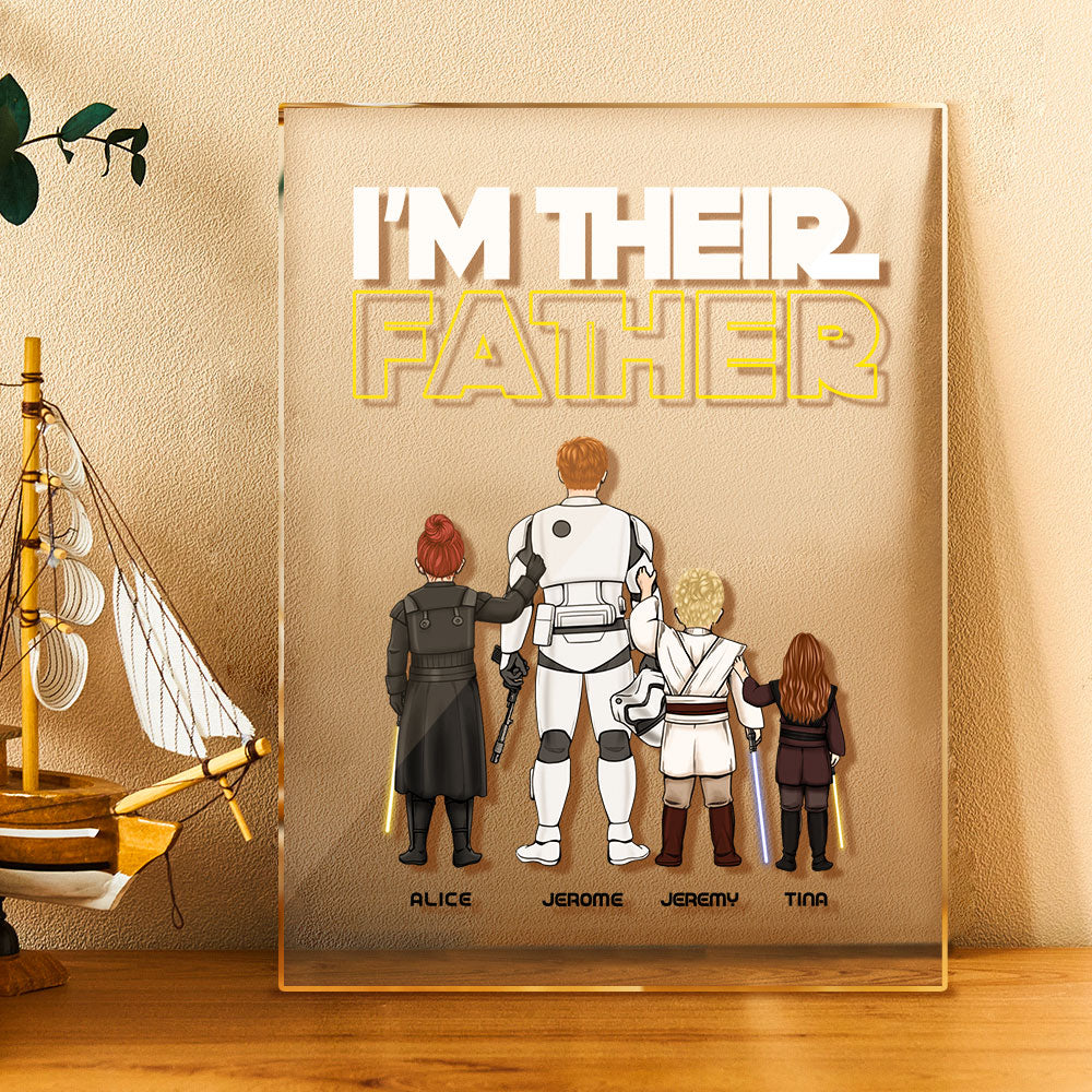 Custom I Am Their Father Night Light Personalized Acrylic Plaque Home Decoration Lamp Father's Day Gift