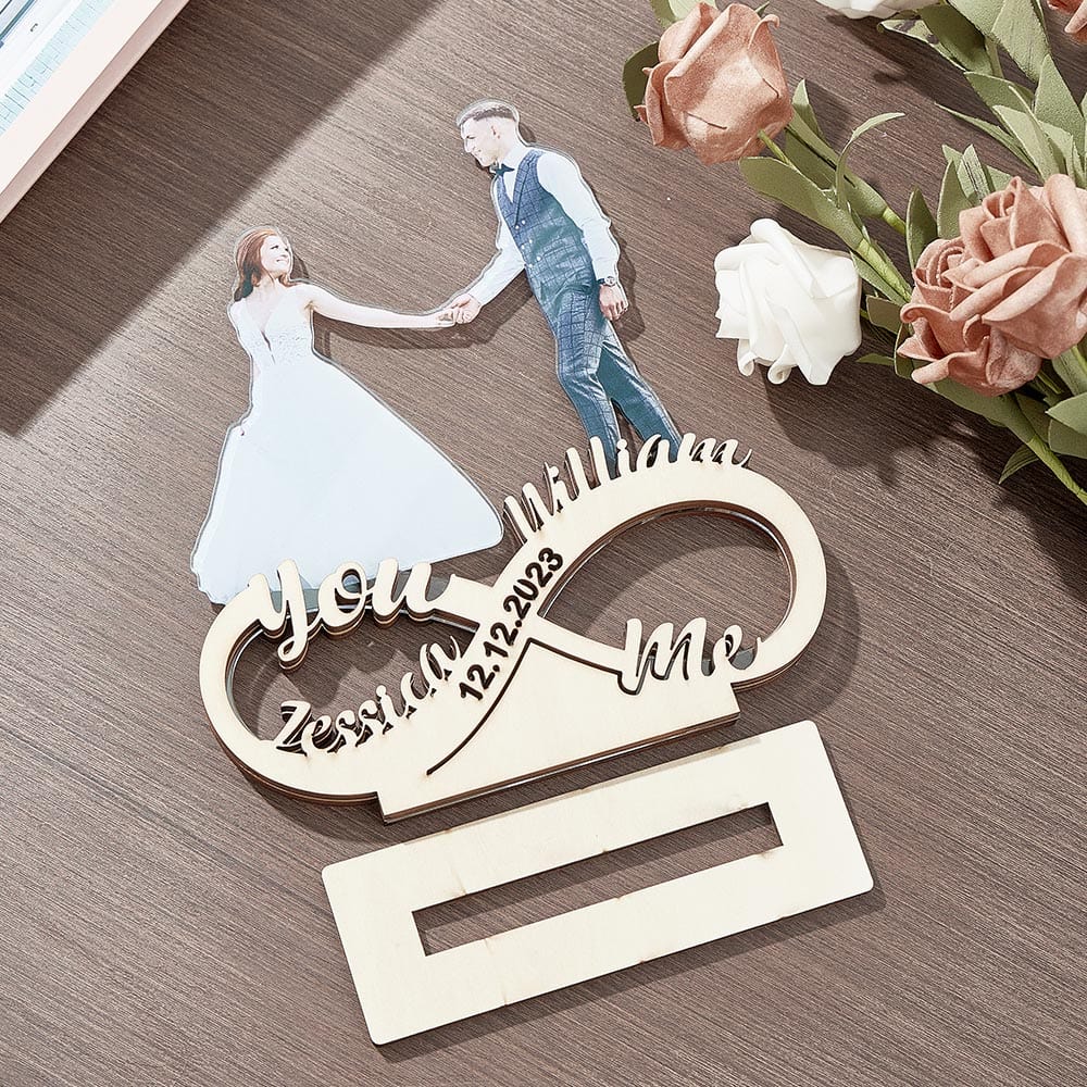 Personalized Photo Desktop Plaque Custom Infinity Couple Sign Romantic Valentine's Day Gifts