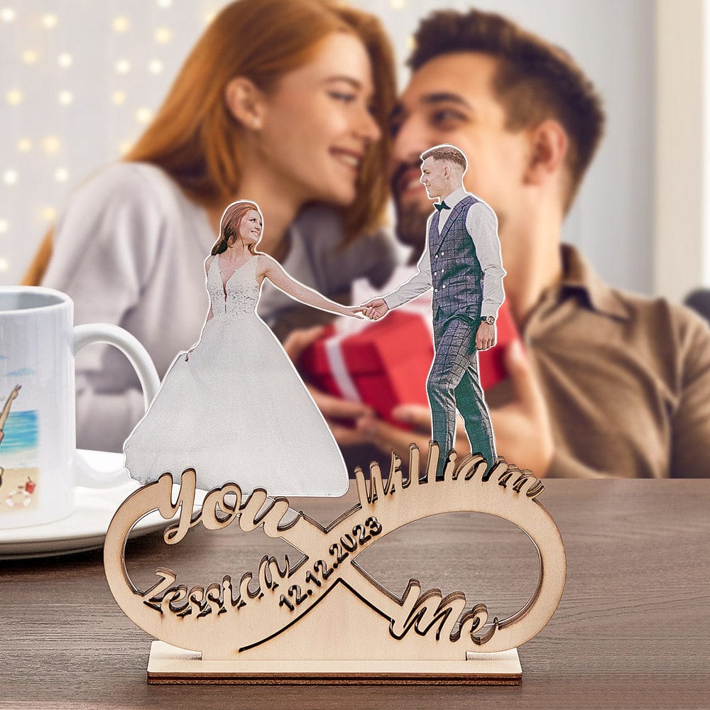 Personalized Photo Desktop Plaque Custom Infinity Couple Sign Romantic Valentine's Day Gifts