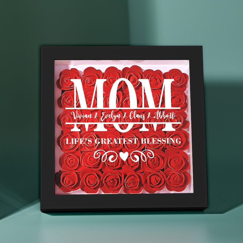 Custom Flower Shadow Box Personalized Name Flower Shadowbox Frame Mother's Day Gift