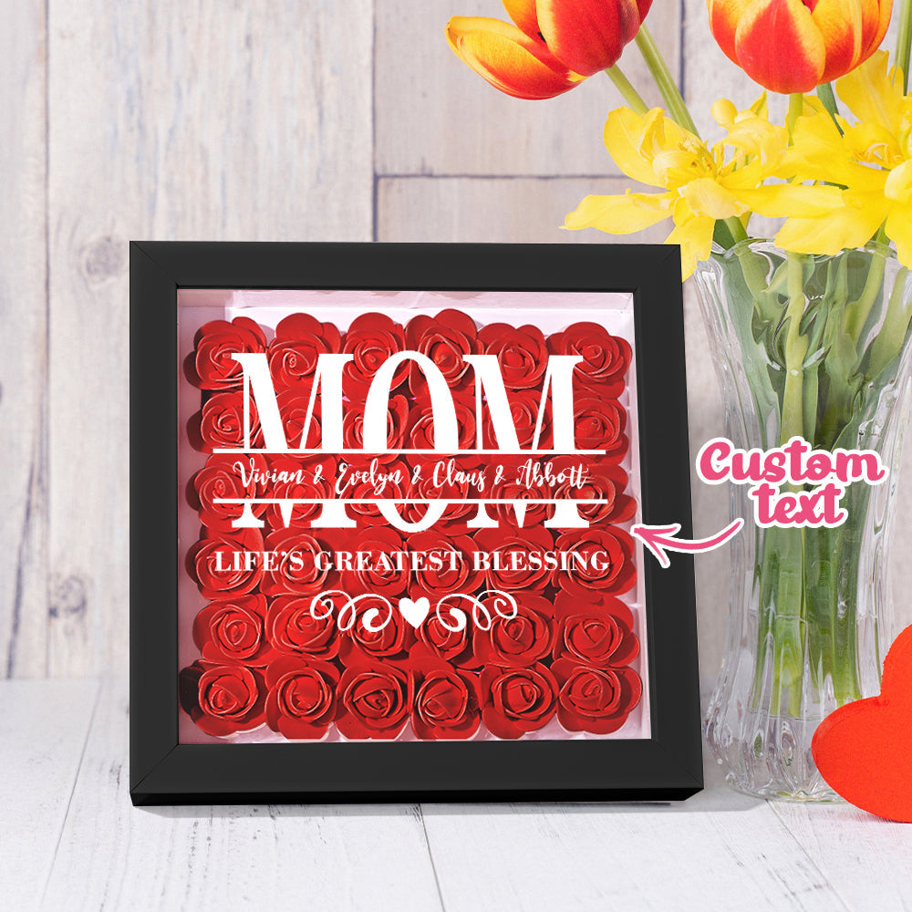 Custom Flower Shadow Box Personalized Name Flower Shadowbox Frame Mother's Day Gift