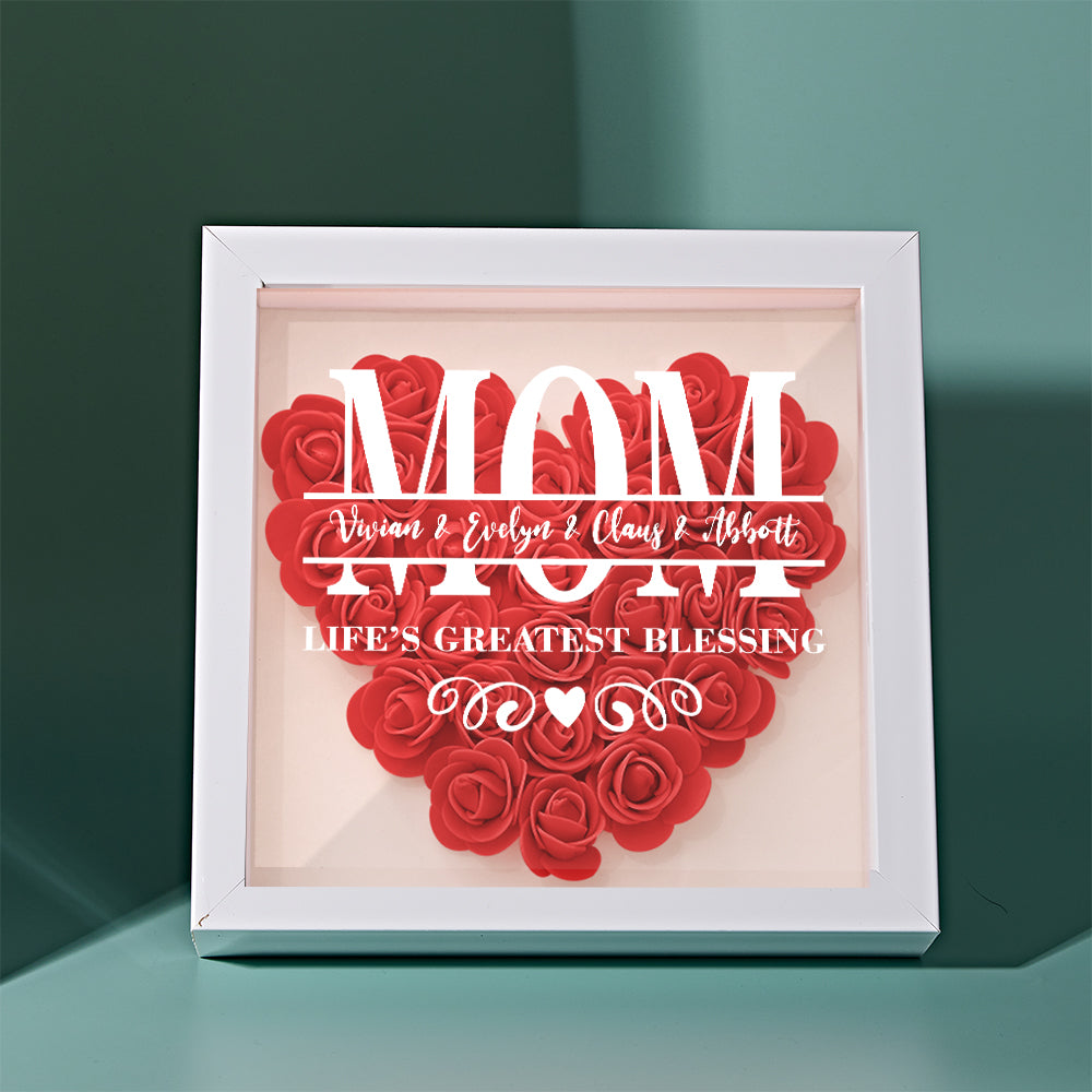 Custom Flower Shadow Box Personalized Name Flower Shadowbox Frame Mother's Day Gift