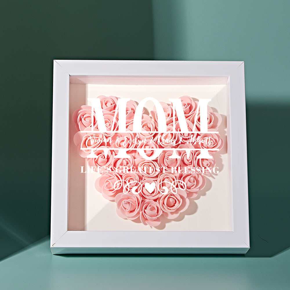 Custom Flower Shadow Box Personalized Name Flower Shadowbox Frame Mother's Day Gift