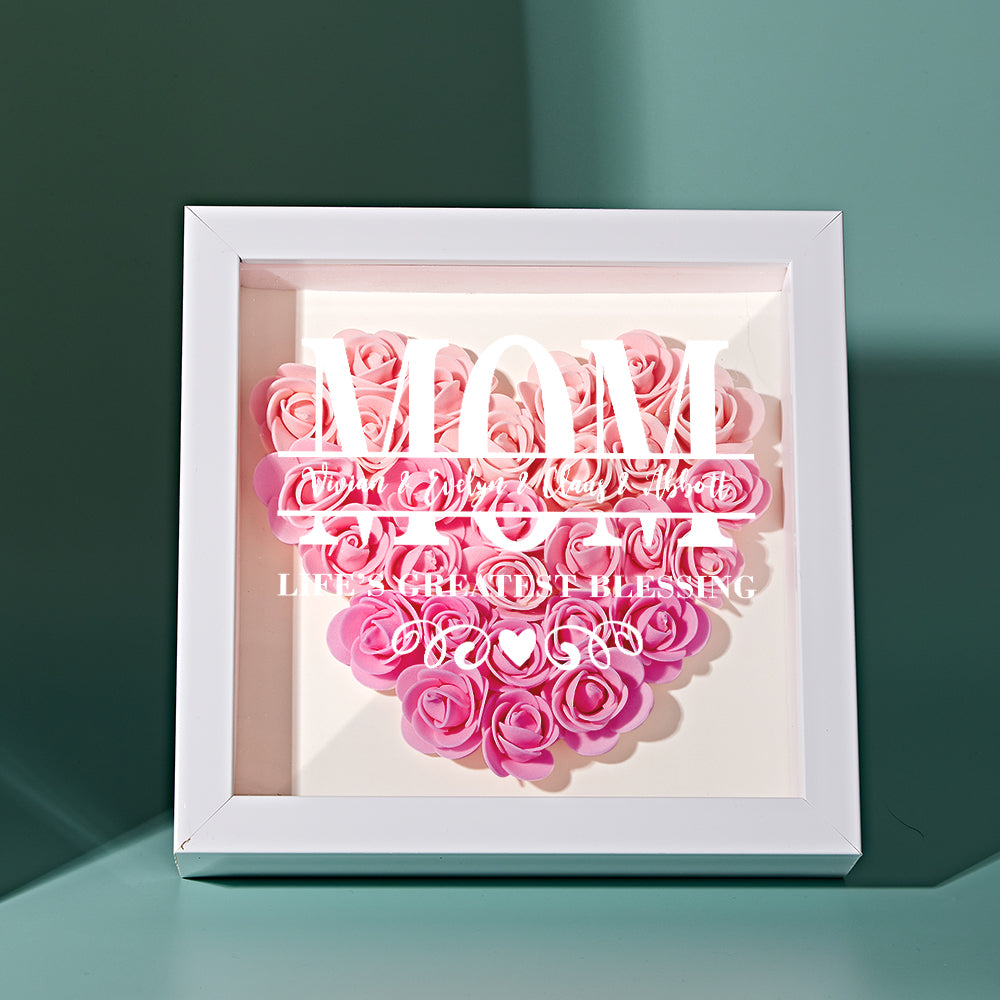 Custom Flower Shadow Box Personalized Name Flower Shadowbox Frame Mother's Day Gift