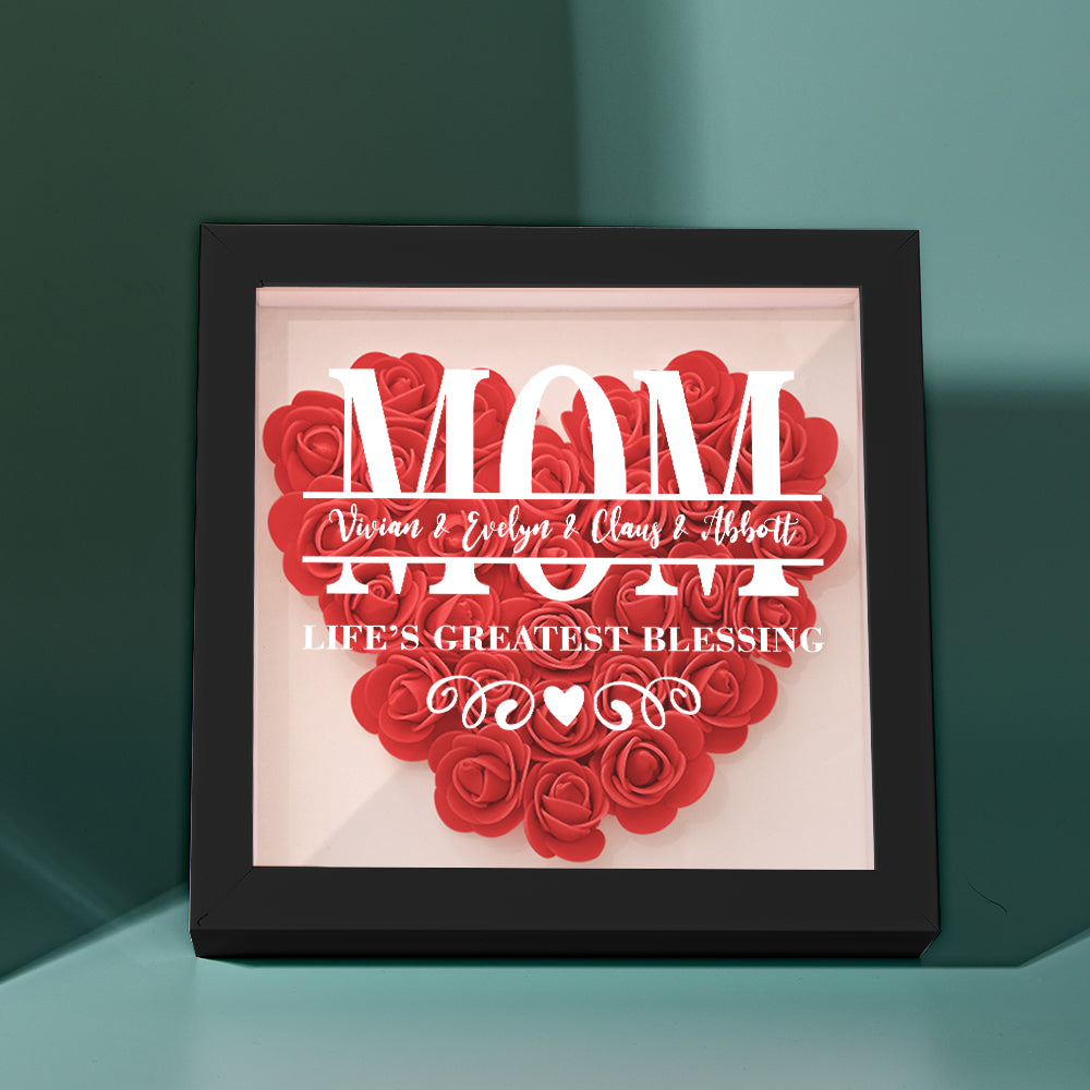 Custom Flower Shadow Box Personalized Name Flower Shadowbox Frame Mother's Day Gift