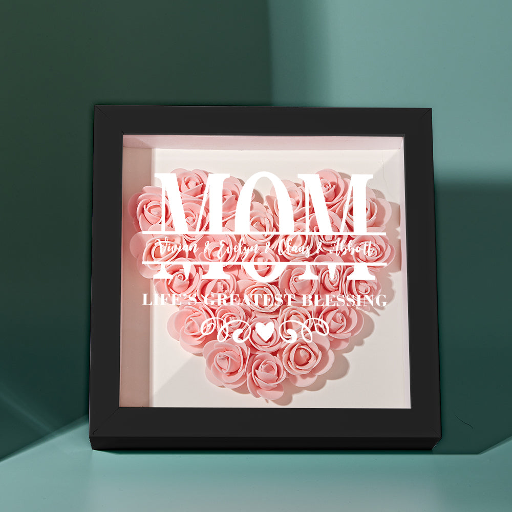 Custom Flower Shadow Box Personalized Name Flower Shadowbox Frame Mother's Day Gift