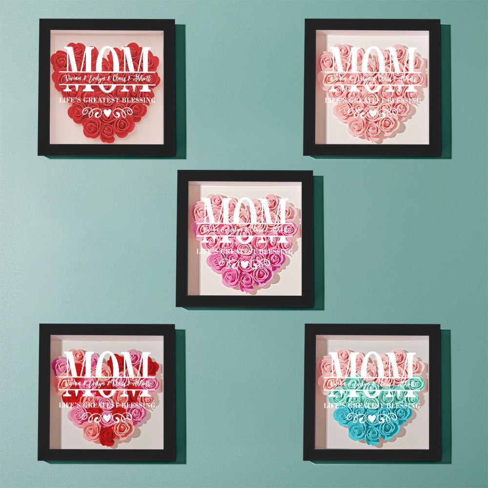 Custom Flower Shadow Box Personalized Name Flower Shadowbox Frame Mother's Day Gift