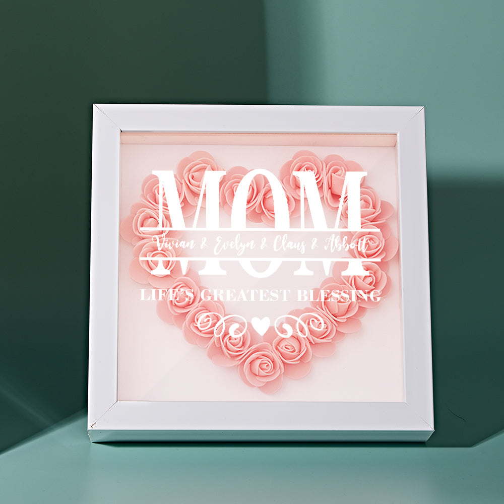 Custom Flower Shadow Box Personalized Name Flower Shadowbox Frame Mother's Day Gift